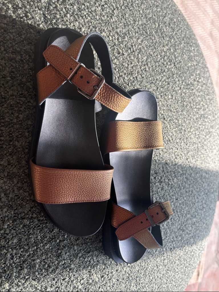 Arche Women’s Brown Leather Double-Strap Buckle Sandals